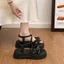 Giày sandal hở mũi nơ chấm bi kiểu Pháp nhẹ nhàng dành cho nữ mùa xuân hè mới đế dày đế dày L