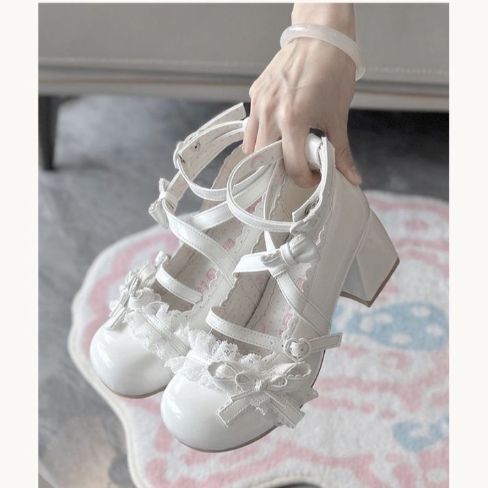 Nguyên Bản Chính Hãng Ngọt Giày Nữ Giày Cao Gót Hualing Ji Lo Giày Gothic Mary Jane Gót Trung