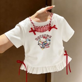 Mùa hè phong cách hoạt hình bé gái quần áo trẻ em bé dễ thương ngành công nghiệp nặng giả hai mảnh
