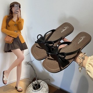 Beautiful Fairy Retro Slippers Summer Outerwear New French Advanced Bow Skirt Thick Bottom