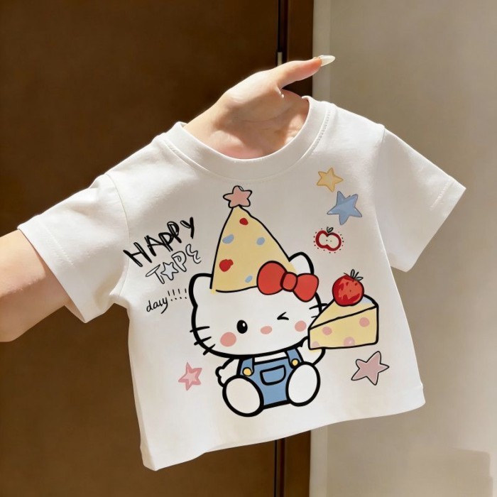 Thin Short-sleeved Cartoon Print Summer Baby Cute And Stylish Small And Medium-sized Baby Girl