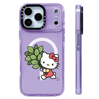 Hello Kitty Giữ Vỏ Nhãn Dán Lá Bưởi Vỏ Sạc Từ Tính Không Dây Tương Thích Cho IPhone 12 13 14151617ProMax Cover 17AIR Silicone Mềm Trong Suốt Ốp Lưng Chống Sốc