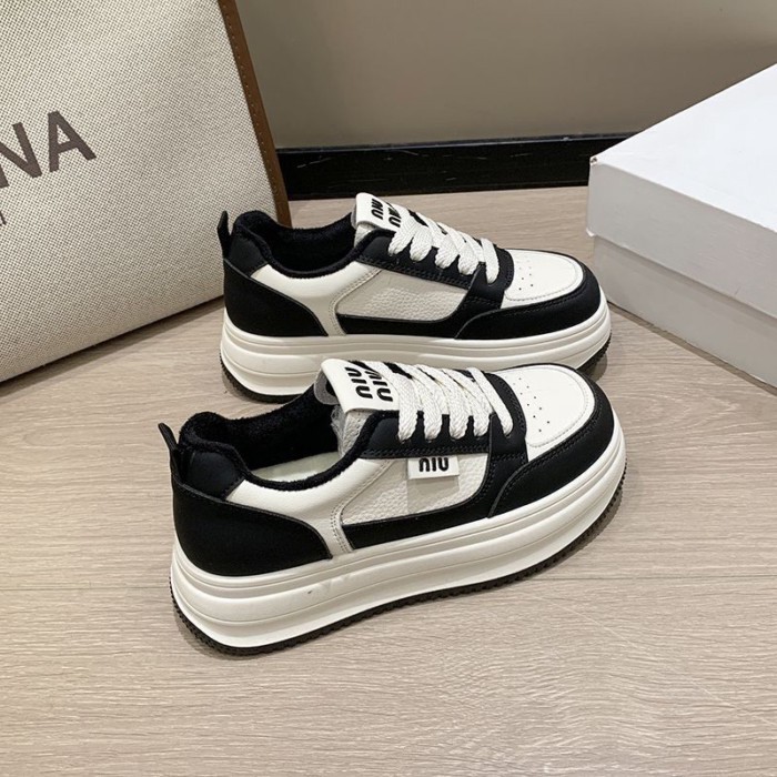 Giày trắng nữ, giày thể thao đế dày, giày cotton đế cao chống trượt đa năng