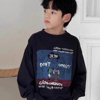 Áo thun dài tay mùa thu cho bé trai mới lớn cho trẻ em mùa thu đẹp trai mùa xuân và mùa thu áo phôn