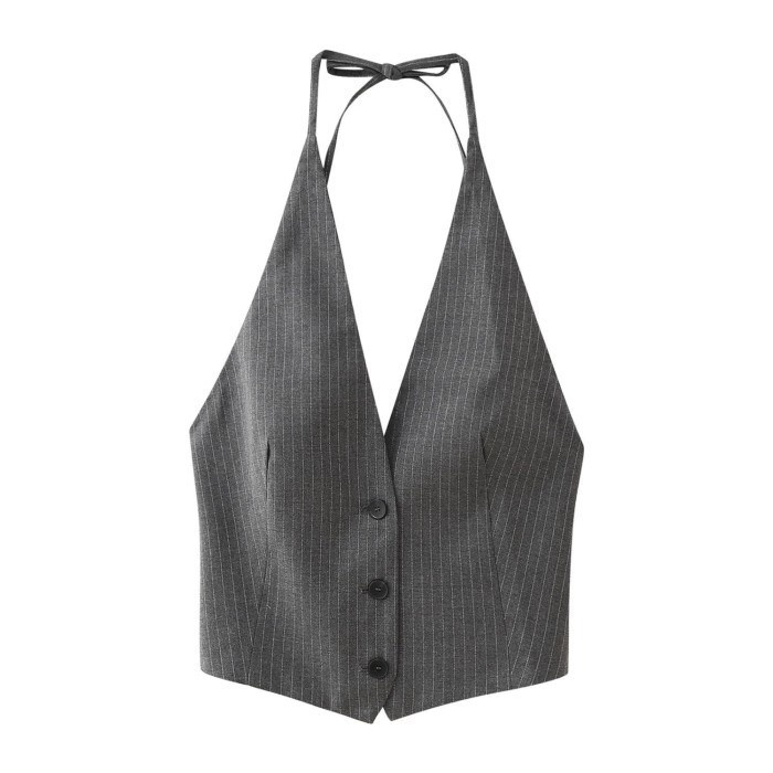 Nữ Thời Trang Nhẹ Dây Hở Lưng Tinh Tế Phù Hợp Với Áo Vest Mùa Hè Nhẹ Đơn Giản Hàng Đầu