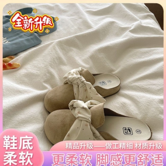 nơ Birkenstocks nửa dép nữ bên ngoài mặc giày lười mũi trơn giày nữ