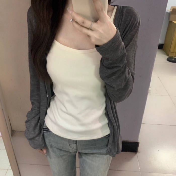 Spring And Summer New Thin Tencel Cardigan Sun Protection Clothes Women's Korean Style Lazy S