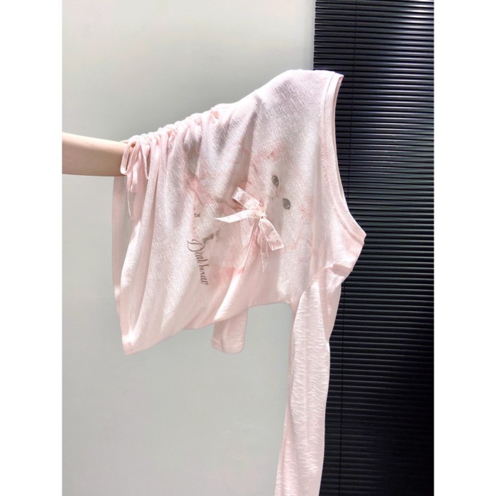 Áo thun tay dài in hình mèo dễ thương dành cho nữ thiết kế xếp ly áo chống nắng slim fit top
