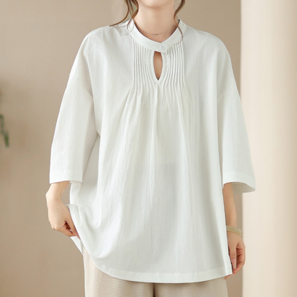 Oladivi Plus Size Thời Trang Nữ Áo Sơ Mi Tay Ngắn Dáng Rộng Áo Mùa Hè Top Blusas 1923 D070