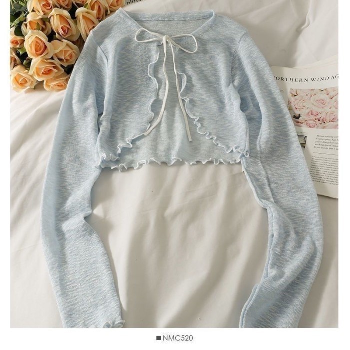 French Style Scheming Shawl Summer Sun Protection Cardigan Outer Shirt Women's Short Style Wit