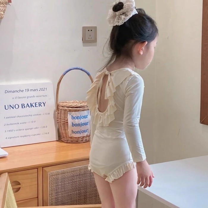 Quần áo trẻ em bé gái nhanh khô đồ bơi trẻ em một mảnh đồ bơi bé gái chống nắng tay dài