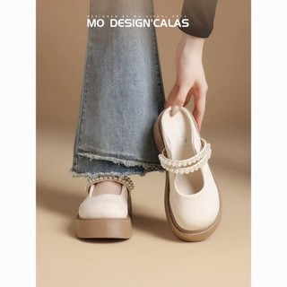 Giày Birkenstock đế dày cho nữ mùa hè mới Bao Đầu dép đế dày Ngọc Trai Cổ Tích Mary Jane nửa dép
