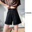 Quần Short Denim Màu Đen Nữ Mỏng Chữ A Cao Cấp Rời Ôm Nguyên Viền Quần Năm Điểm