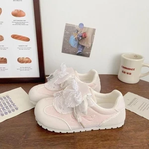 Đôi Lưới Ba Lê Tập Luyện Nữ Đa Năng Giày Trắng Đế Mềm Puff Giày Sneaker