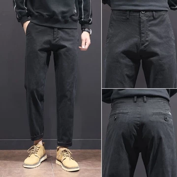 L Quần tây nam cotton nguyên chất mùa xuân thu, quần nam mỏng mùa hè nam, quần thẳng, quần tây công