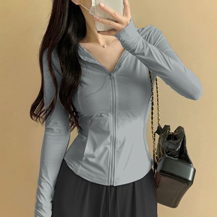 Original Yarn Ice Silk Slimming Sun Protection Clothing Women's Summer Slim Yoga Clothing Jac