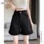 Quần Short Denim Màu Đen Nữ Mỏng Chữ A Cao Cấp Rời Ôm Nguyên Viền Quần Năm Điểm