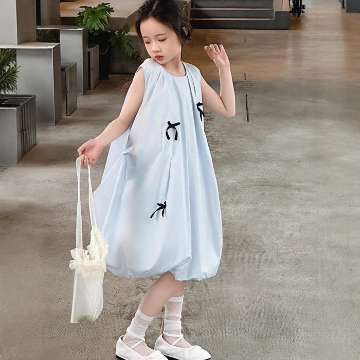 Children's Bow Fairy Dress, High-end, Fashionable, Slim Flower Bud Dress, Princess Style Cute