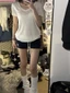 Quần Short Thể Thao Nữ Màu Sắc Tương Phản Eo Thấp Slim Fit Đa Năng Áo Khoác Ngoài Ống Thẳng Q