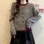 Áo len cardigan màu tương phản thời trang phong cách Hàn Quốc áo khoác cardigan đa năng