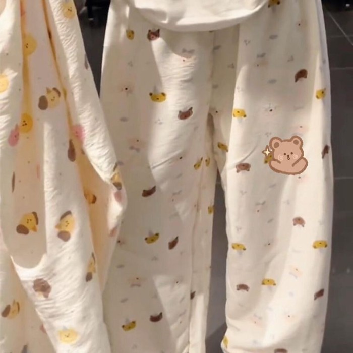 Walking Pants Striped Casual Pants Spring And Autumn Pajamas Women's Trousers KT Cat Women Can