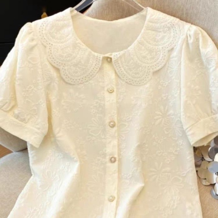 Áo sơ mi ngắn tay nữ  áo mỏng, cao cấp, nhẹ sang trọng, áo Pháp, sơ mi nhỏ