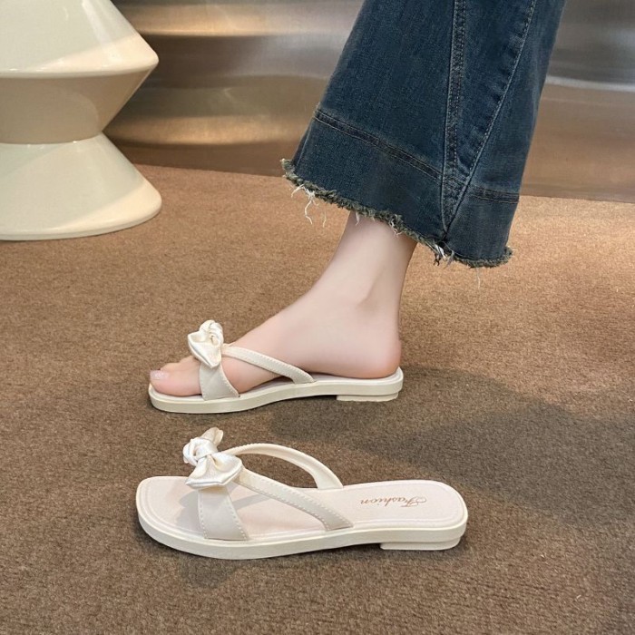 Dép xỏ ngón đế mềm phong cách cổ tích Pháp dành cho nữ đi dép đi biển thoáng khí với váy