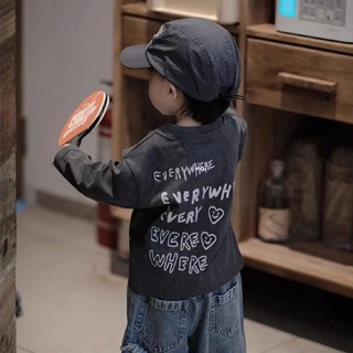 Áo thun bé trai dài tay phong cách Hàn Quốc đẹp trai áo đáy quần cotton đa năng