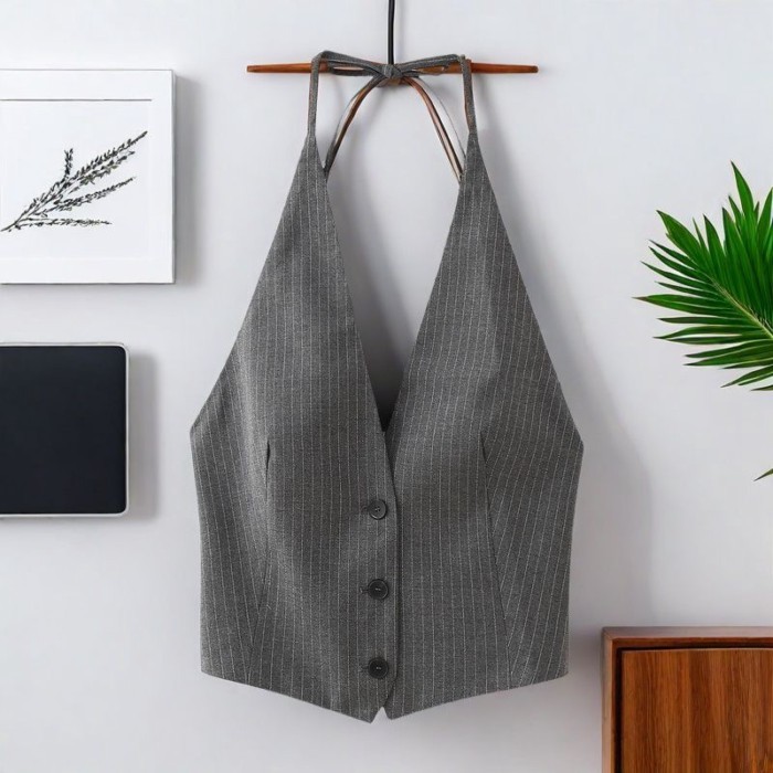 Nữ Thời Trang Nhẹ Dây Hở Lưng Tinh Tế Phù Hợp Với Áo Vest Mùa Hè Nhẹ Đơn Giản Hàng Đầu