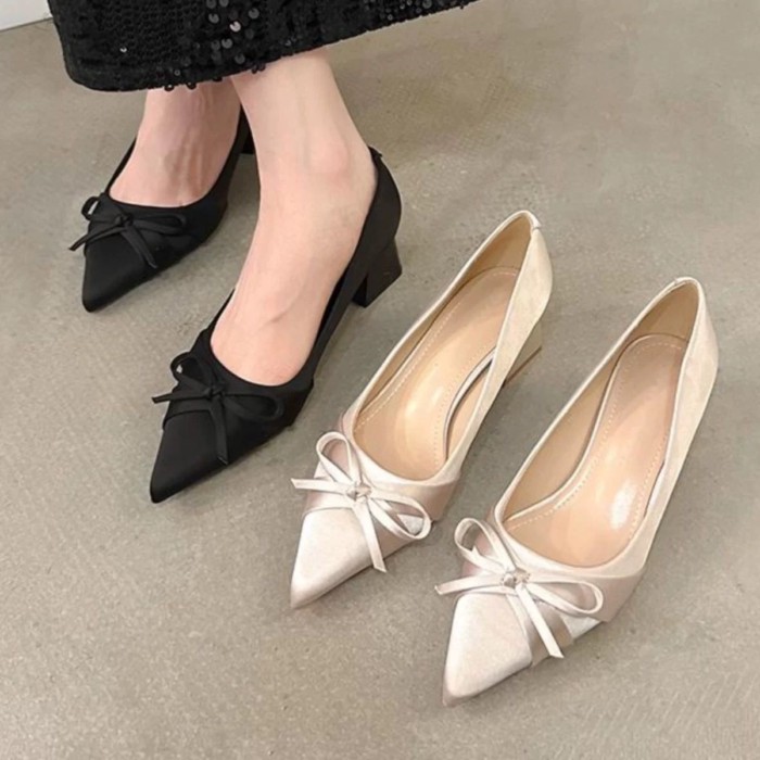 Giày Cao Gót Satin Thanh Lịch Giày Cô Dâu Bánh Mì Nướng Đầm Giày Gót Dày Giày Phù Dâu