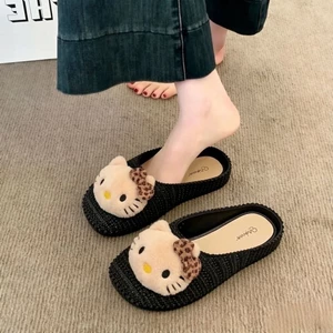Cute Cat Baotou Gentle Slippers Braided Women's Outer Summer New Decorative Pedal Anti-Slip Muller
