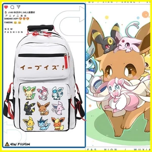 Ba lô đi học Eevee Sylveon Pokémon Eevee Pokémon Moon Sun Men Ba lô nữ thông thường Túi đi học phổ biến dành cho học sinh