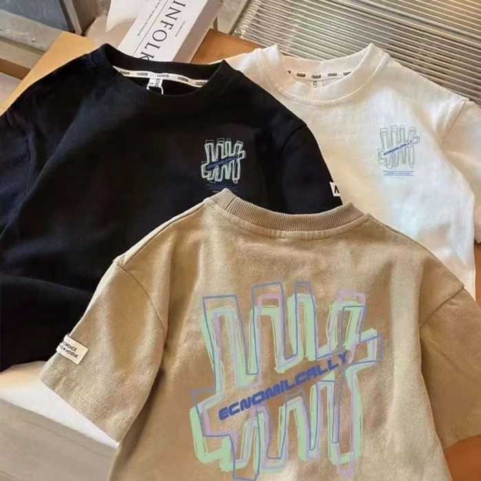Áo thun tay ngắn mỏng mùa hè cho trẻ em, áo in hình thời trang, kiểu casual thoáng khí mặc hàng