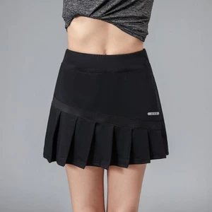 Váy ngắn thể thao nữ yoga chạy bộ quần cầu lông váy váy tennis nửa váy xếp li màu trắng
