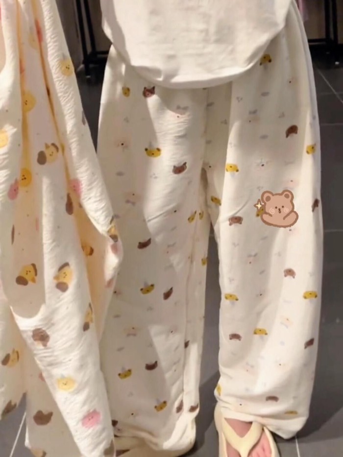 Walking Pants Striped Casual Pants Spring And Autumn Pajamas Women's Trousers KT Cat Women Can