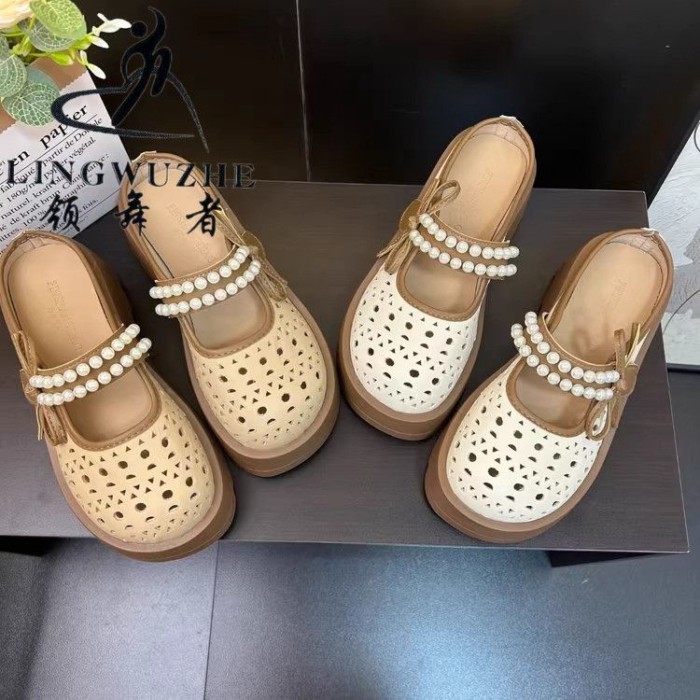 Dép xỏ ngón một chân Mary Jane đế dày đế dày có mũ trùm đầu cho mùa hè của phụ nữ dép rỗng