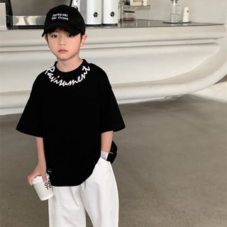 Áo thun bé trai ngắn tay khiêu vũ đường phố áo thun cotton nguyên chất cho trẻ em vừa và lớn nửa ta
