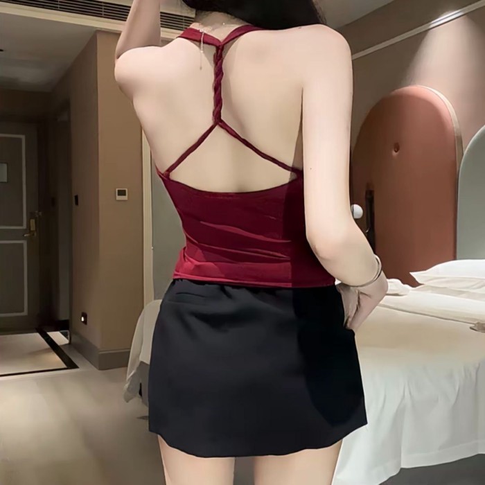 Chain Camisole With Breast Pad Design, Beautiful Back, Hot Girl Slimming, New Pleated Pure Lu