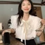 Áo sơ mi tay phồng cổ búp bê màu trắng dành cho nữ thiết kế thích hợp hàng đầu ngọt ngào nữ t