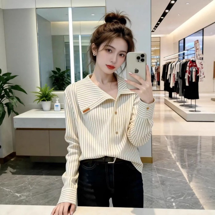 Áo sơ mi dài tay giả hai mảnh thời trang retro thời trang xuân hè mới cá tính và phong cách em g
