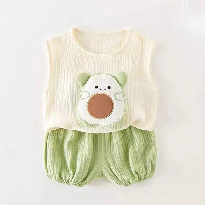 Bộ đồ ngủ cho bé gạc quần áo mặc ở nhà Bộ đồ hai mảnh cho bé 1 tuổi rưỡi bộ đồ mùa hè xẻ mỏng