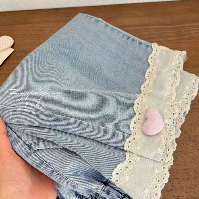 Quần Bé Gái Mùa Hè Thời Trang Mới Cho Bé Quần Ống Suông Mùa Hè Mỏng Denim Trẻ Em Quần Cắt