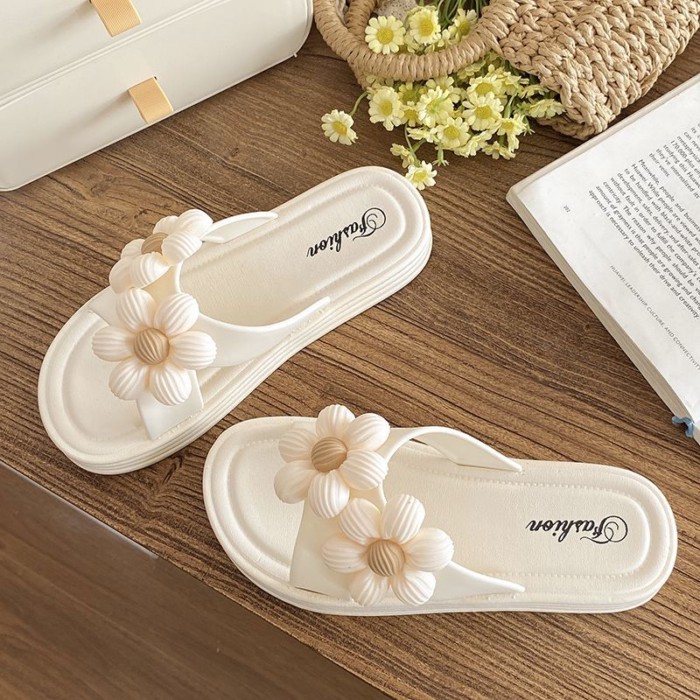 đôi sandal đế mềm một dây dành cho nữ mặc ngoài mùa hè dép sandal đi biển hình hoa đa năng phong