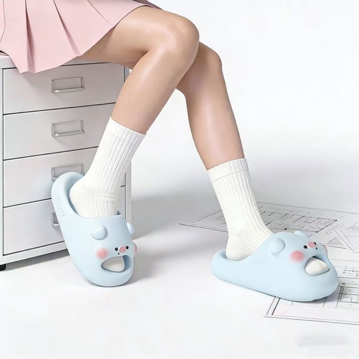 Dép hoạt hình hình heo Pippi dễ thương dành cho nữ đi tắm tại nhà, Dép sinh viên nổi tiếng trê