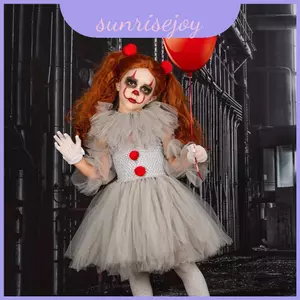 Bộ Váy Chú Hề Lưới Bắt Mắt Cho Trẻ Em Trang Phục Halloween