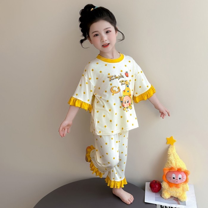 Bộ Đồ Ngủ Bé Gái Bộ Mới Bé Gái Băng Lụa Mỏng Hoạt Hình Điều Hòa Không Khí Phù Hợp Với Trẻ Em