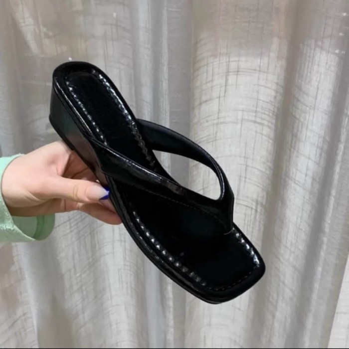Dép xỏ ngón đế nêm mặc ngoài mùa hè cho nữ, sandal thời trang, sandal phong cách nghỉ dưỡng bãi biể
