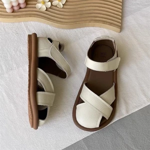 Giày học sinh đế bằng nữ, sandal đế mềm đa năng phong cách retro mũi nhọn, giày La Mã thông t