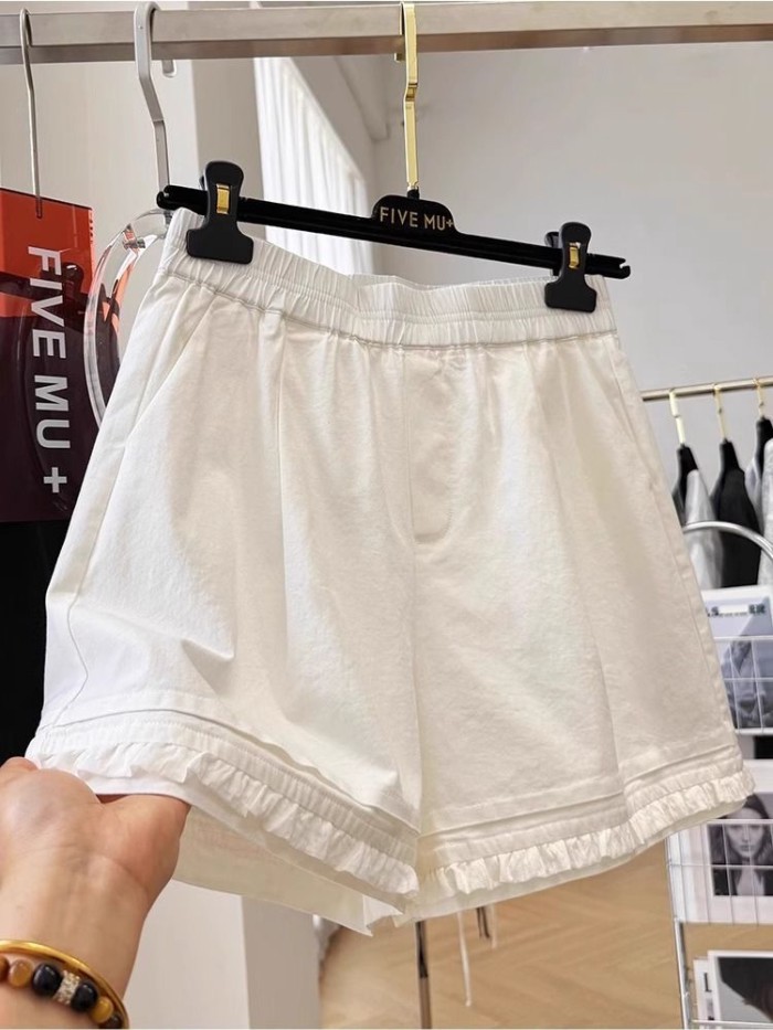 quần short thường ngày nấm trắng cho nữ mùa hè mới mỏng cỡ lớn quần short chữ A mỏng và đa năng