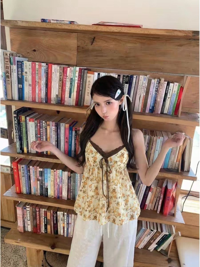 Mùa Xuân Và Mùa Hè Hoa Suspender Pháp Phong Cách Mới Ren Hot Girl Áo Giả Hai Dây Ngọt Ngào, d